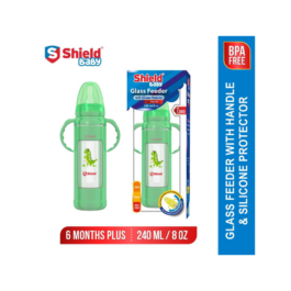 SHIELD BABY GLASS FEEDER With SILICONE PROTECTOR 240ML