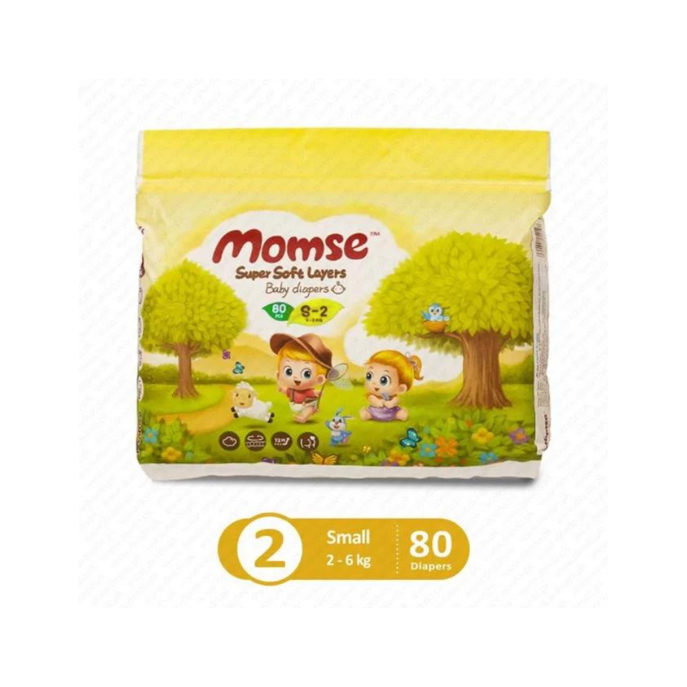 Momse Baby Diapers Small No.2 80 Pcs